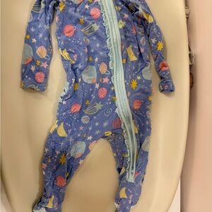 Ruffle Butts Blue Celestial Kids Footie